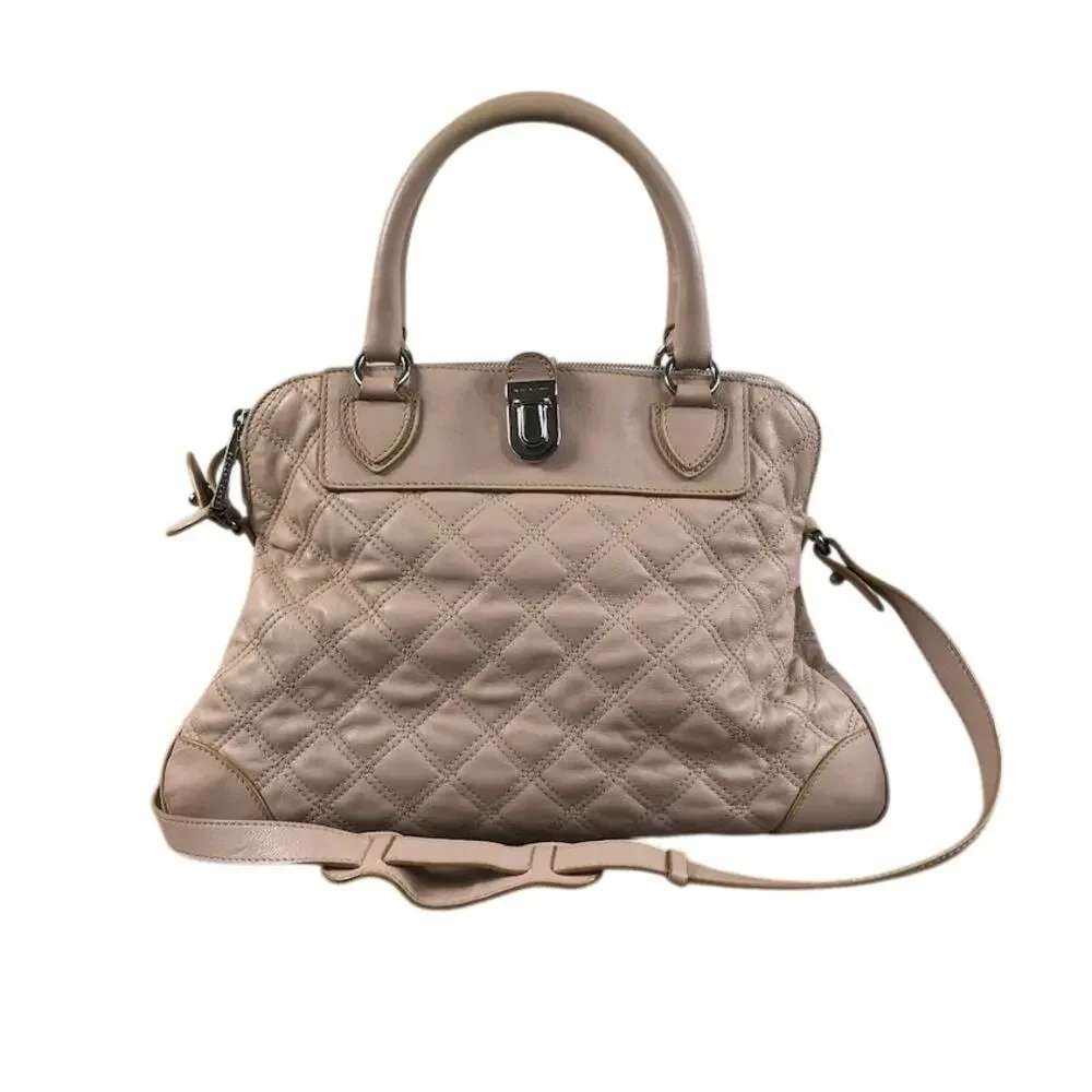 MARC JACOBS Whitney Quilted Leather Satchel Bag Blush Old Money Made In Italy